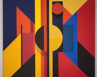Original Geometric Acrylic Painting, Hard Edge Abstract Art, 20x20