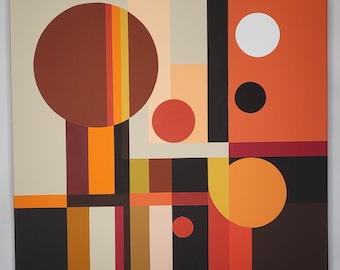 Geometric Abstract Acrylic Painting, Hard-Edge Art, 20x20