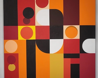 Original Hard-Edge Geometric Acrylic Painting, 20x20