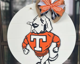 Smokey Tennessee Volunteers Door Hanger: 3D Wood Sign