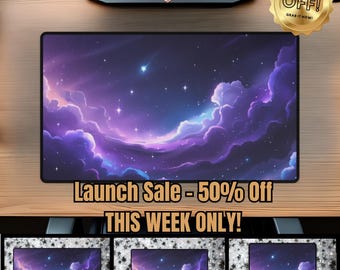 Galaxy Desk Mat Aesthetic, Dreamy Space Mouse Pad, Large Starry Desk Pad for Gaming or Office Setup