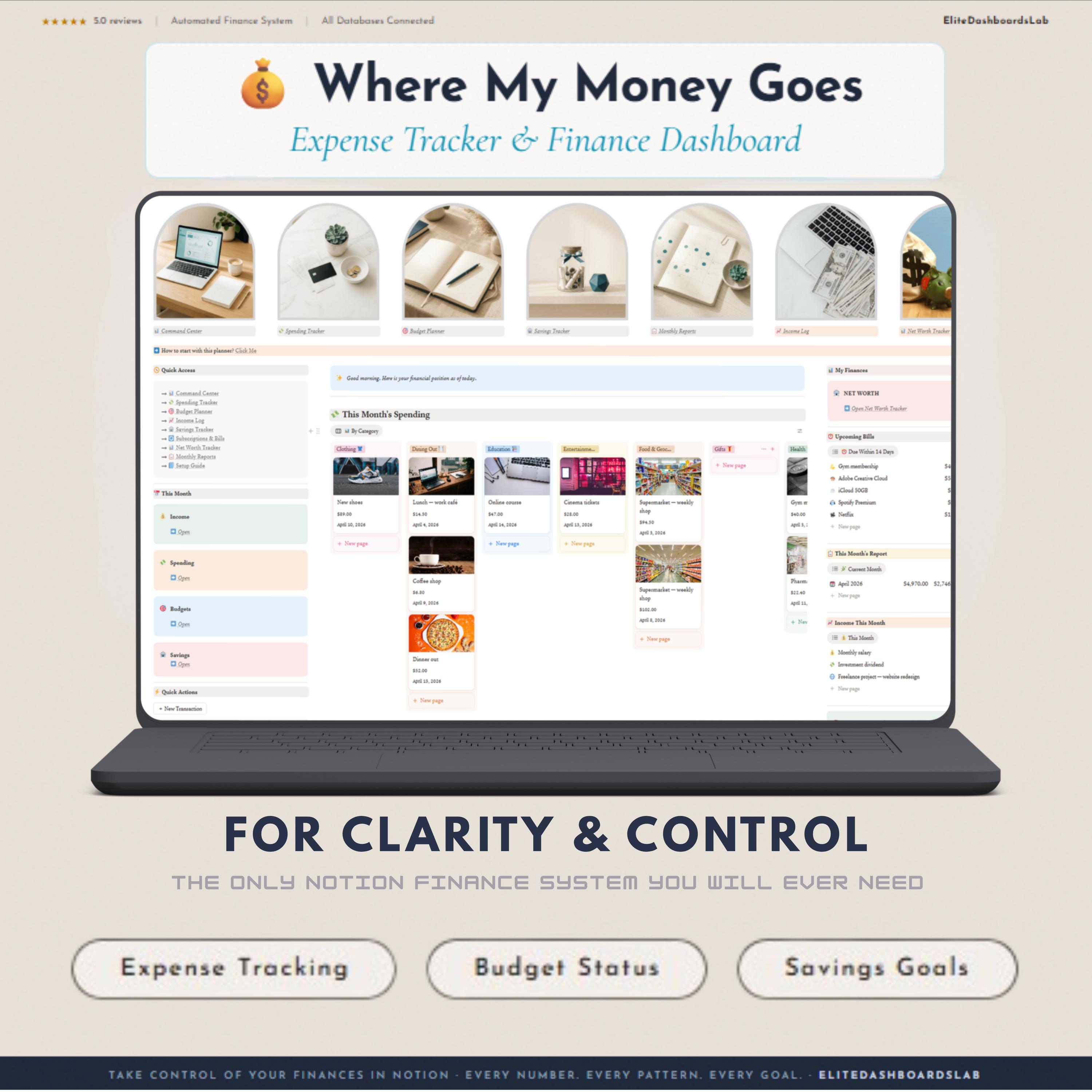 Notion template income expense tracker bill subscription debt tracker