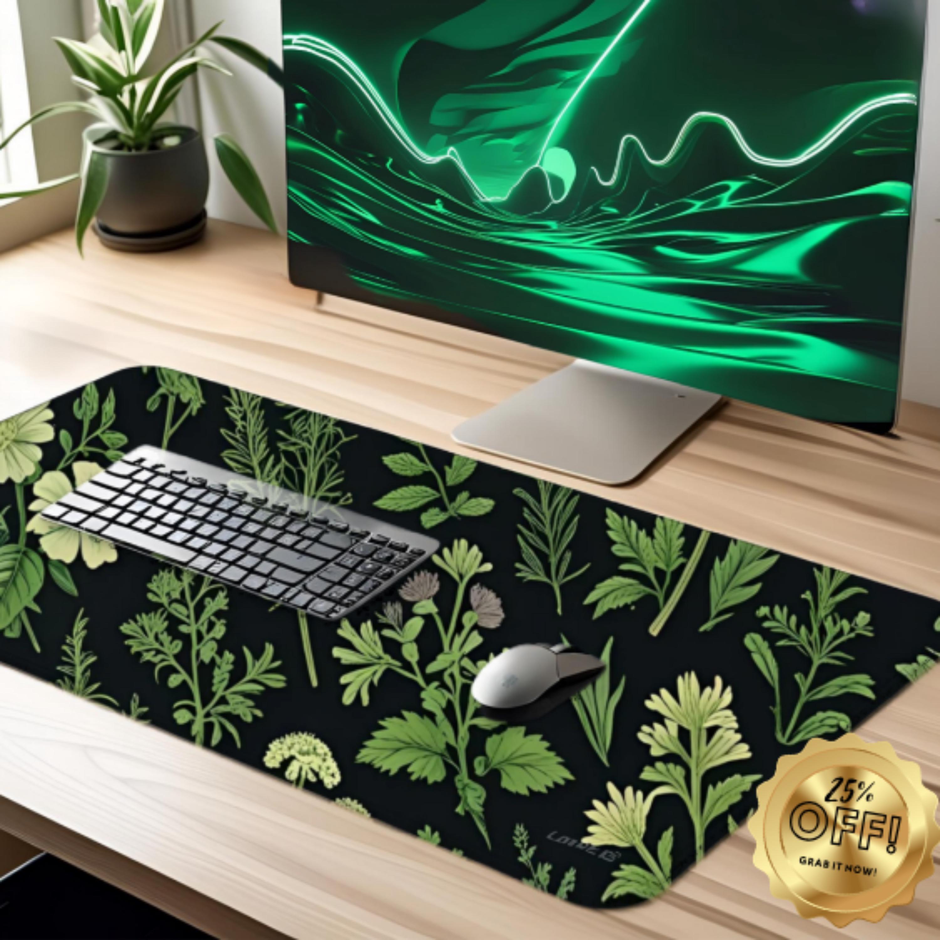 Green Desk Mat Office Decor Desktop Accessory Modern Home Office Unique Gift Greenery Desk Pad