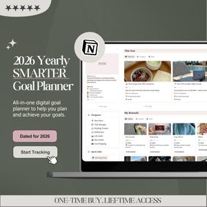Planner degli obiettivi 2026: Notion Goal Tracker Pianificazione degli obiettivi Sistema di definizione degli obiettivi per il nuovo anno Modello annuale di 12 settimane Matrice di Eisenhower Priorità delle attività