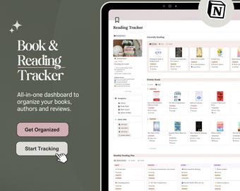Notion Reading Tracker: Ultimate Reading List & Reading Review Templates, Reading Goals, Book Log, Reading Journal, Digital Book Tracker