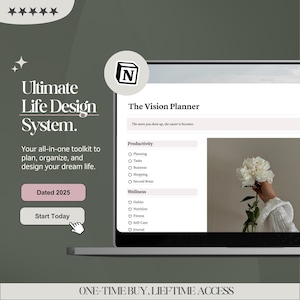 Aesthetic Notion Dashboard Life Planner | Smart Goals Template, New Year Goal Setting, Quarterly Planning Template, Aesthetic Vision Board