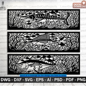Fishing Panels SVG DXF – Fish Scene Laser Cut File for CNC, Plasma ...
