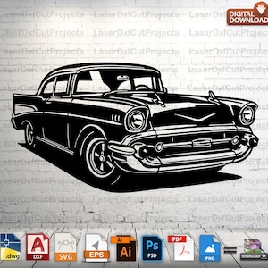 1957 Chevy Classic Laser Cut File: CNC, Cricut, Wall Art (Digital Download)