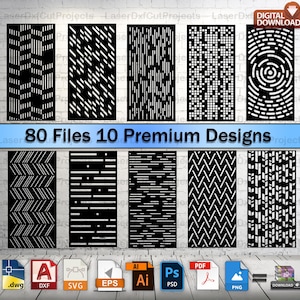 10 Digital Gate Grill Panel Designs – Room Divider, Partition, SVG DXF Vector Files for CNC Laser and Plasma Cutting