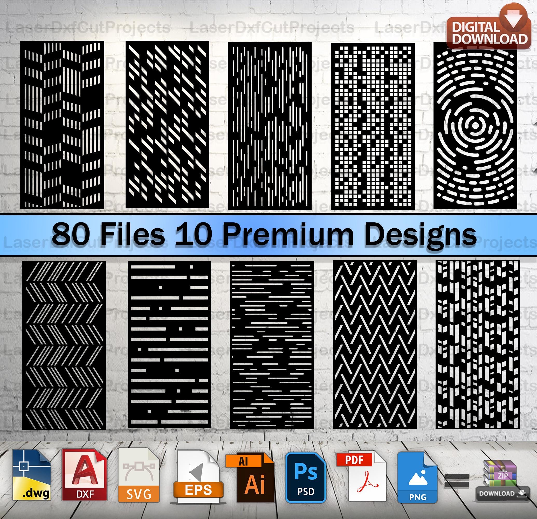 10 Digital Gate Grill Panel Designs – Room Divider, Partition, SVG DXF Vector Files for CNC Laser and Plasma Cutting