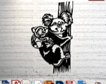 Koala and Cub Vector Art: Laser Cut Files (Digital Download)