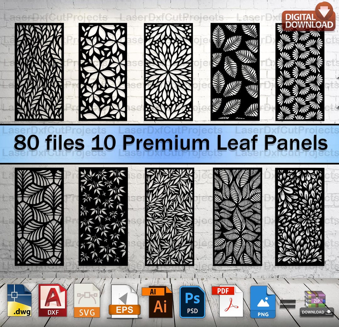 Leaf Pattern Laser Cut Files: CNC Metal Wood Wall Art (DXF SVG Digital  Download - Etsy, image size:1080x1043
