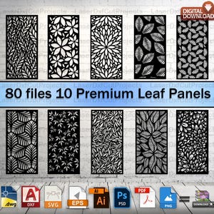 Leaf Pattern Laser Cut Files: CNC Metal Wood Wall Art (DXF SVG Digital Download
