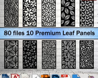 Leaf Pattern Laser Cut Panels – Digital CNC Files (DXF SVG) for Metal or Wood Wall Art Projects
