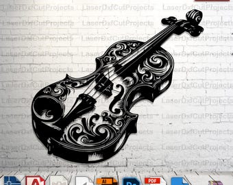 Violin Silhouette Laser Cut File: Music Wall Art (Digital Download)