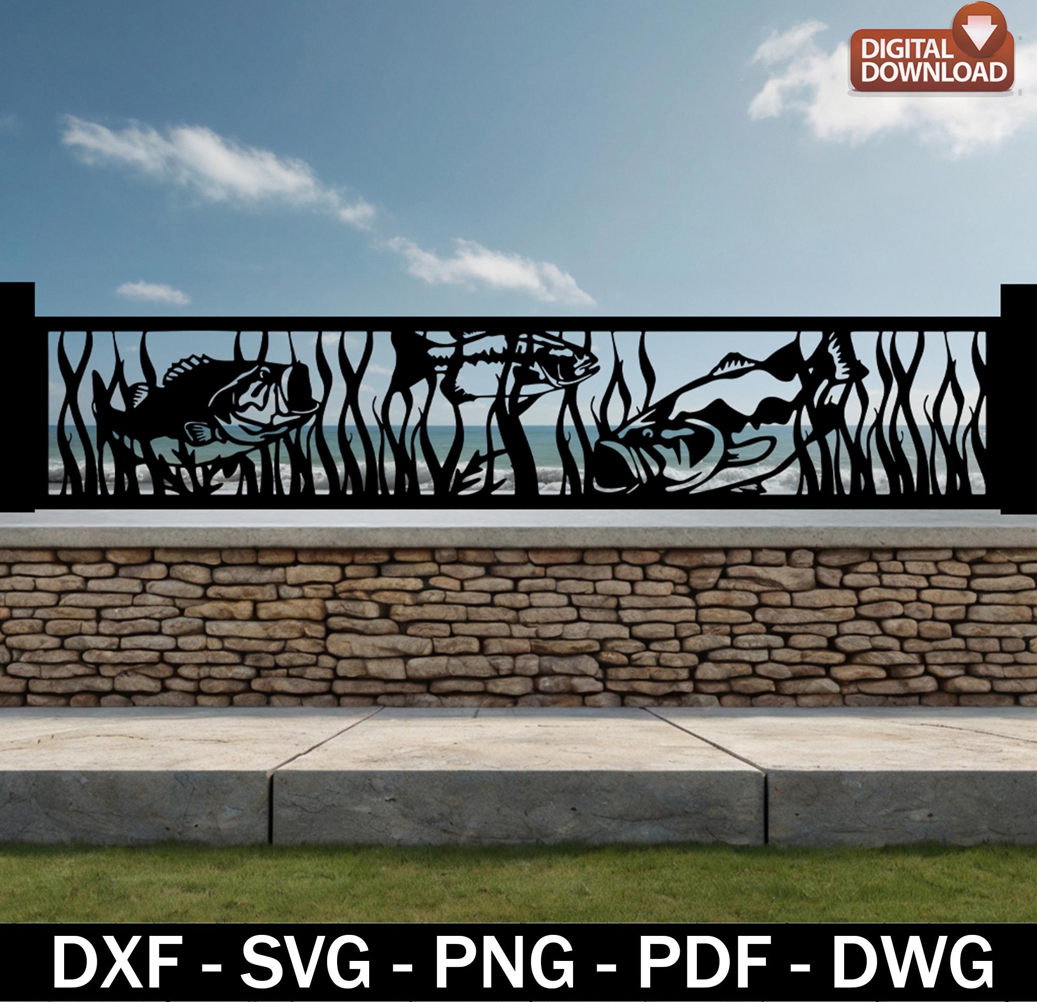 Fish Panel SVG DXF: Wildlife Vector Art for CNC Laser Cut (digital ...