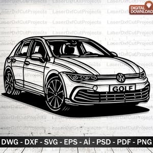 Volkswagen Golf Laser Cut File: CNC Wall Art (Digital Download)