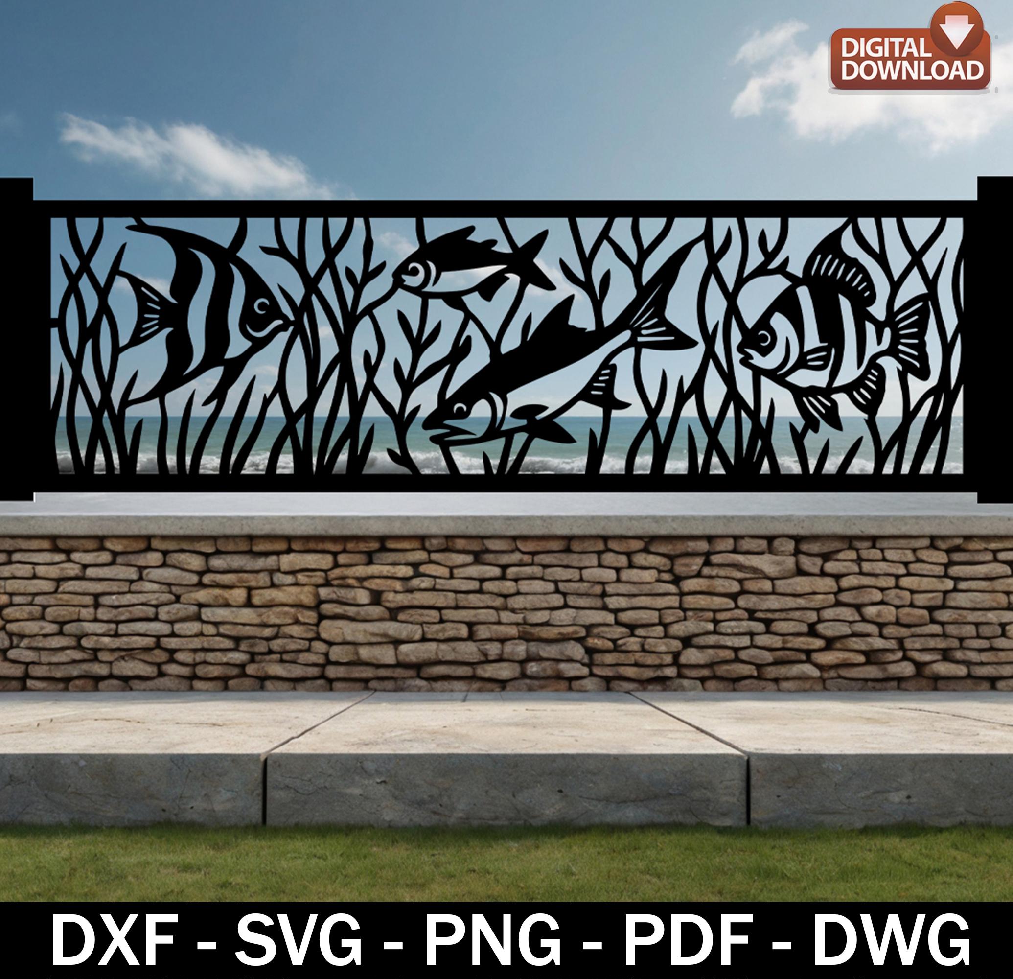 Fish Panel SVG DXF: Wildlife Vector Art for CNC Laser Cut (digital ...