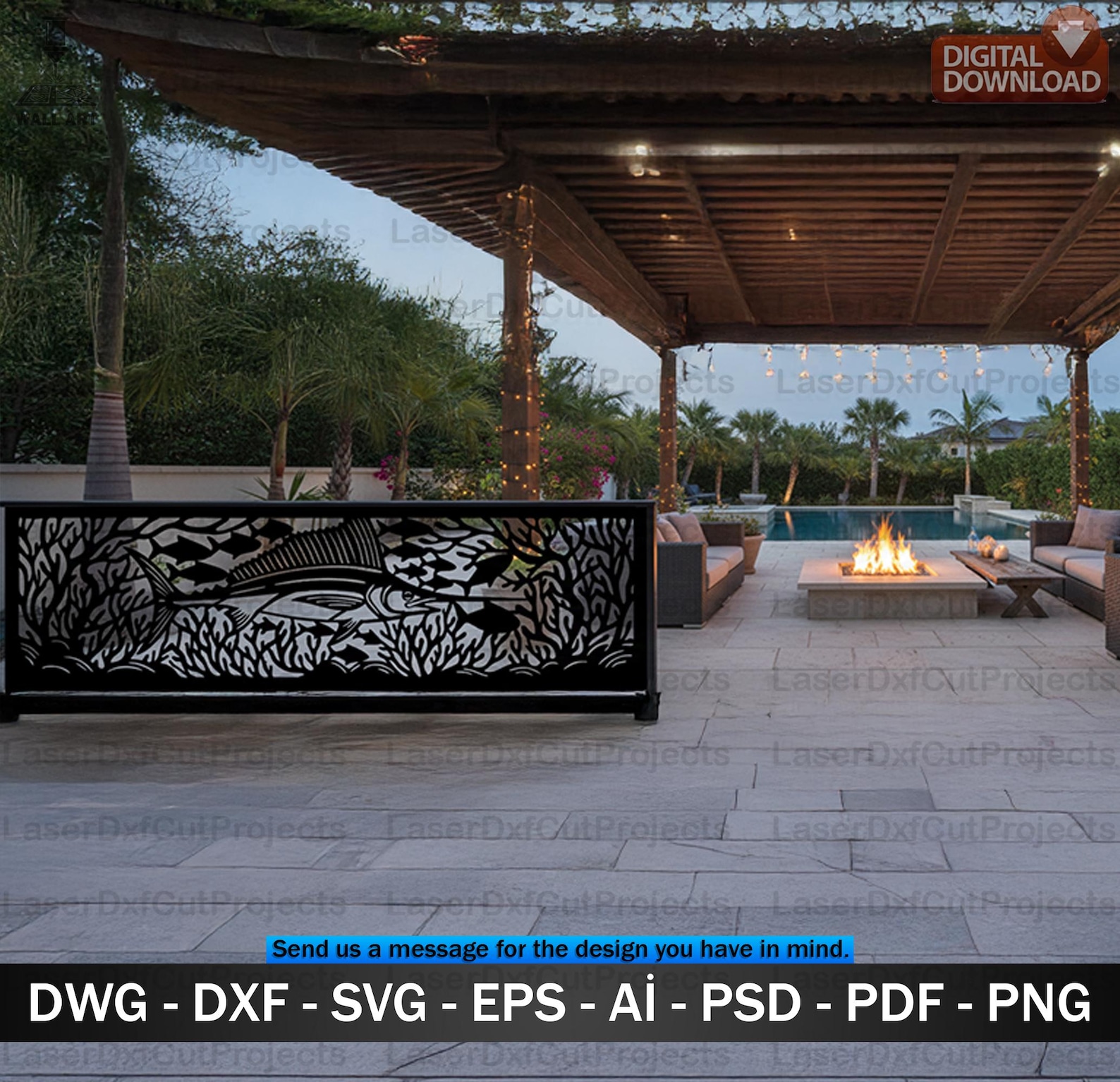 Fishing Panels SVG DXF – Fish Scene Laser Cut File for CNC, Plasma ...