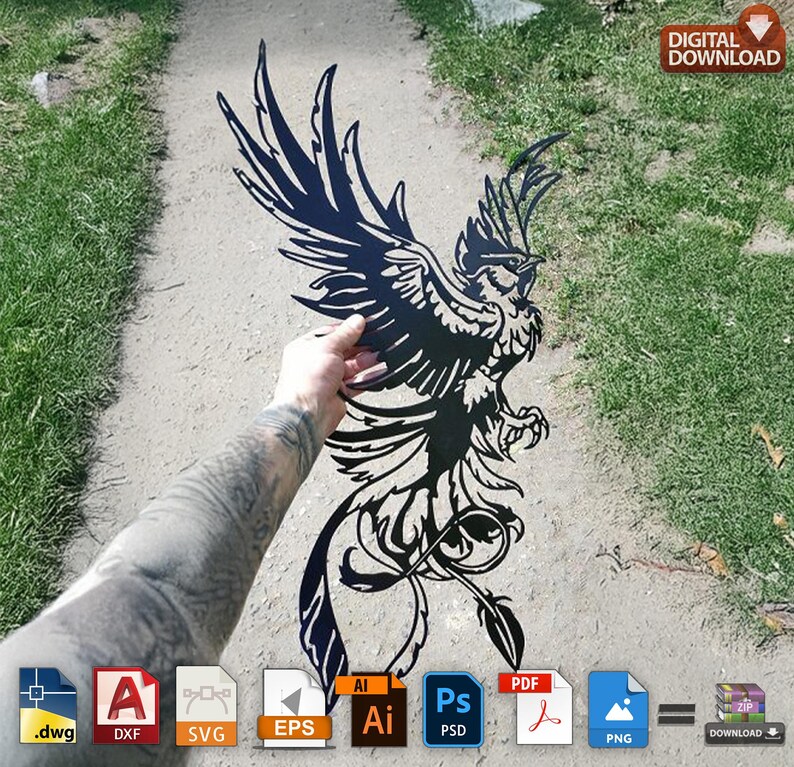 Phoenix Wall Art DXF SVG: Laser Cut CNC Vector Design (digital Download ...