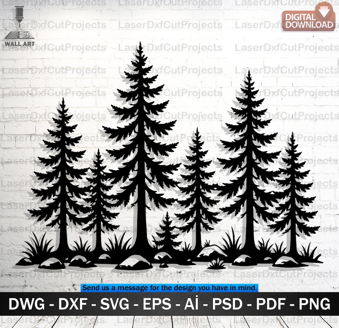 Pine Trees SVG DXF – CNC Laser Cut Forest Wall Art Digital File - Etsy