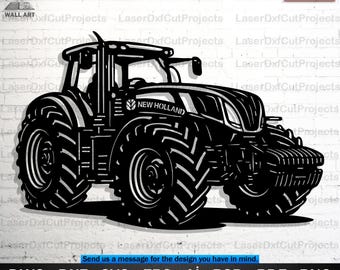 Metalowa grafika ścienna z ciągnikiem rolniczym, plik DXF – projekt wycinany laserowo CNC (pobranie cyfrowe)