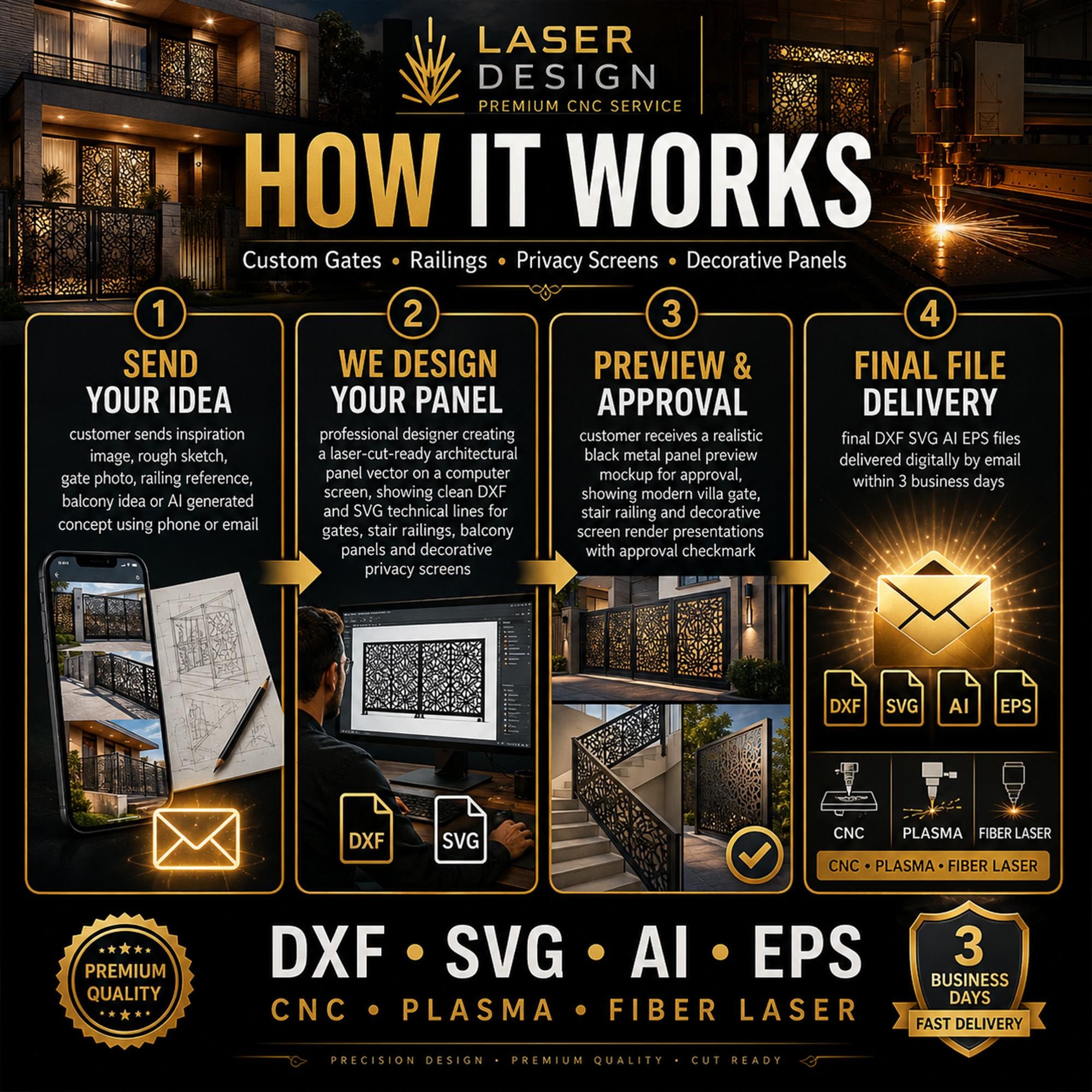 Custom Laser Cut Panel Design Service – DXF SVG Files for Gates ...