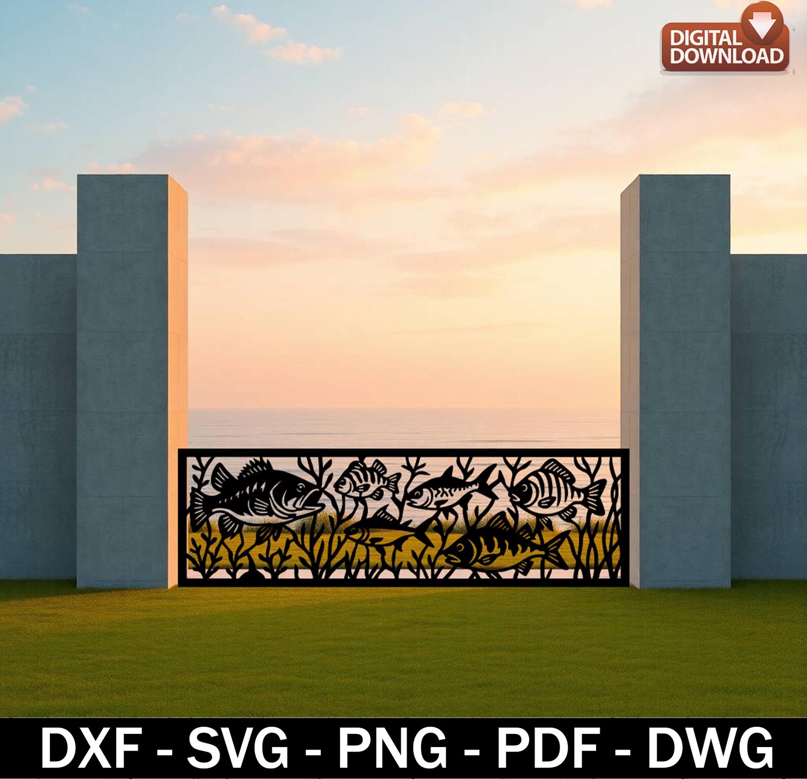 Fish Panel SVG DXF: Wildlife Vector Art for CNC Laser Cut (digital ...