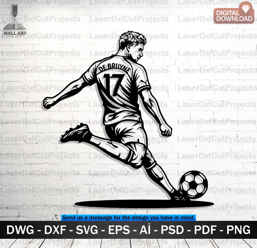 Kevin De Bruyne SVG DXF – Laser Cut Metal Wall Art Digital File for CNC ...