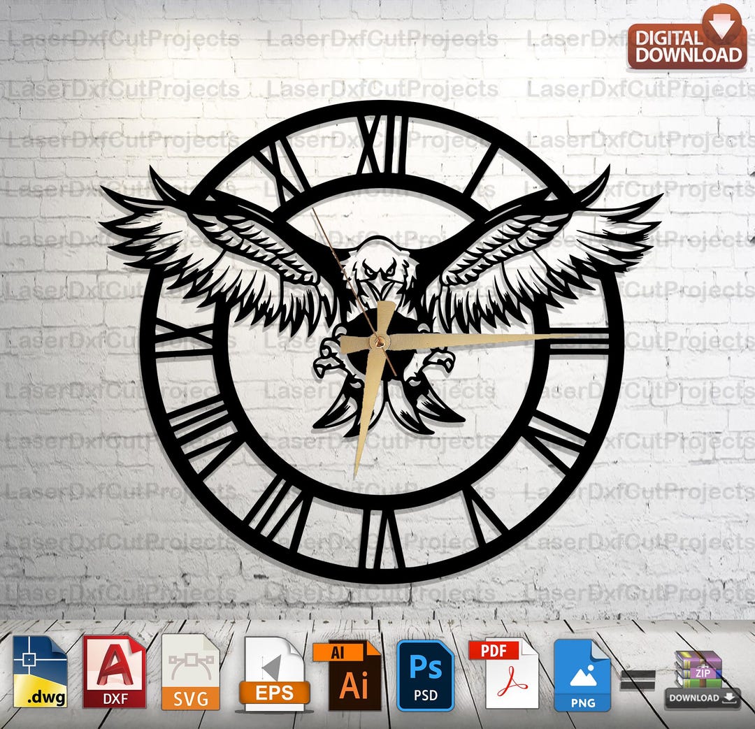 Eagle Clock SVG DXF: Laser Cut Wall Clock Design (digital Download) - Etsy