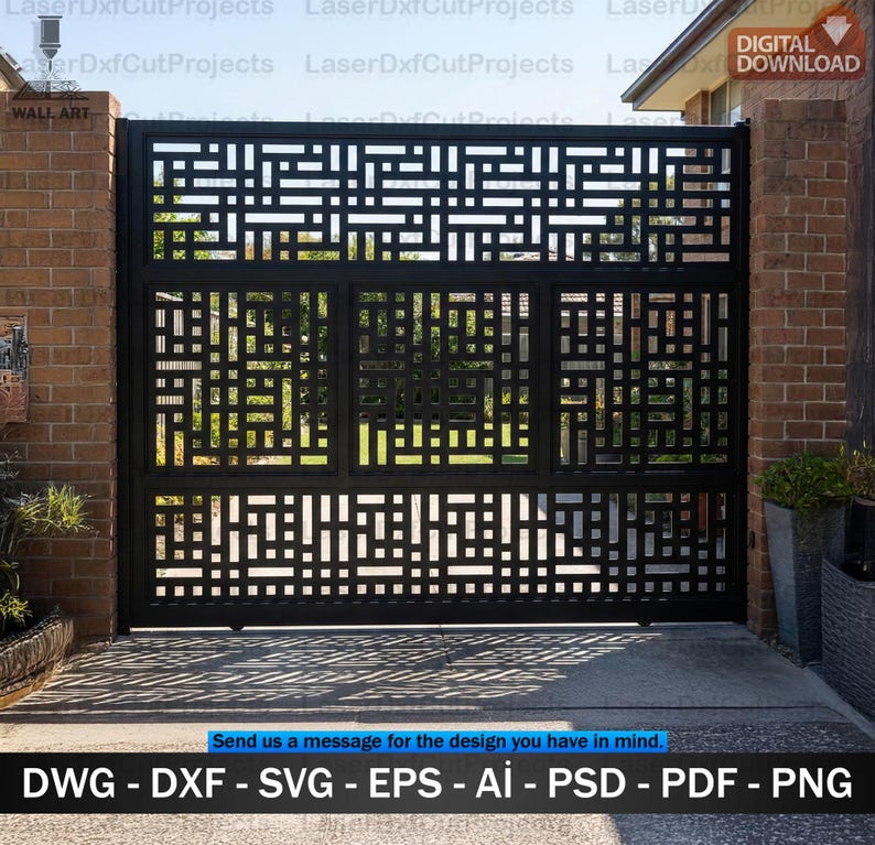 Gate Grill Vector CNC Gate Grill Panels SVG DXF – Laser Cut Divider, Separator & Balcony ...