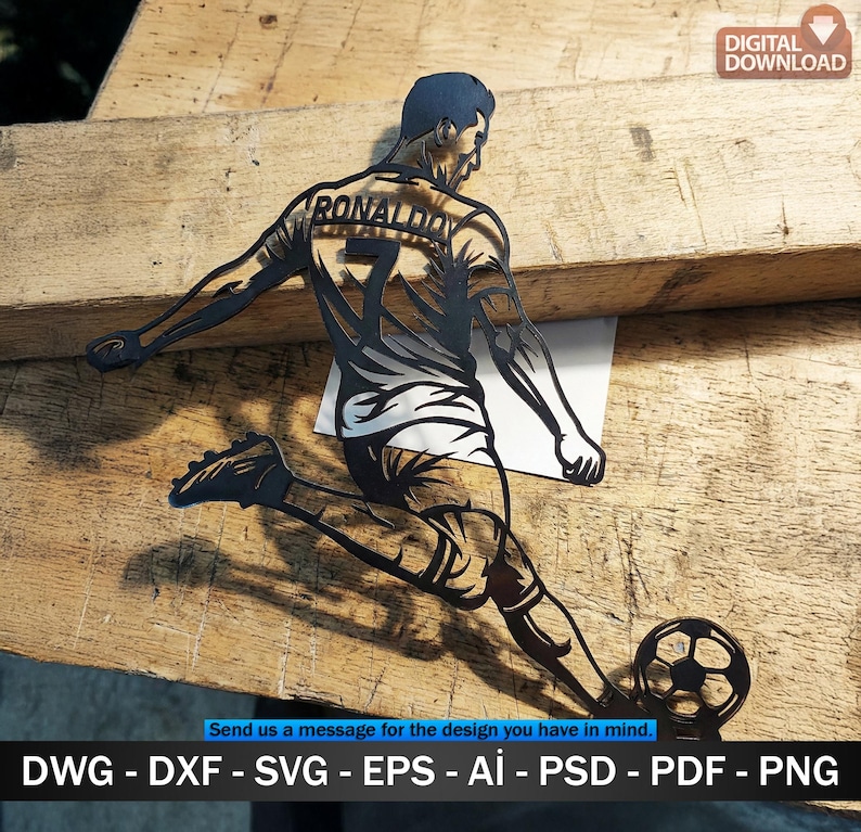 Cristiano Ronaldo SVG DXF – Laser Cut Metal Wall Art Digital File for ...