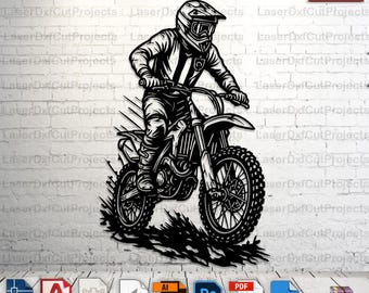 Motocross Wall Art: Extreme Dirt Bike SVG DXF Vector (Digital Download