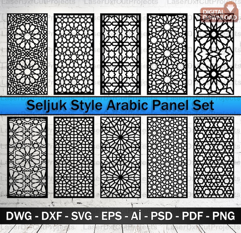 Seljuk Style Arabic Panel Set Laser Cut Vector Files (digital Download ...