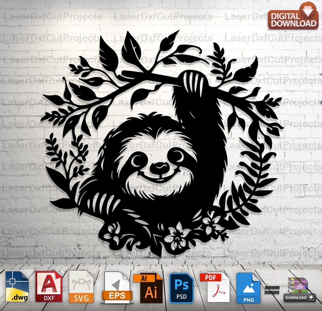 Sloth Laser Cut File – Cozy Room Decor (digital Download) - Etsy
