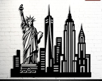 New York City Skyline Laser Cut Files: Vector Art for CNC, Cricut (Digital Download)