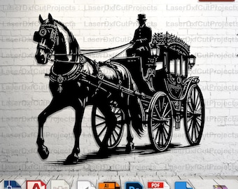 Royal Horse Carriage SVG DXF: lasergesneden bestand (digitale download)