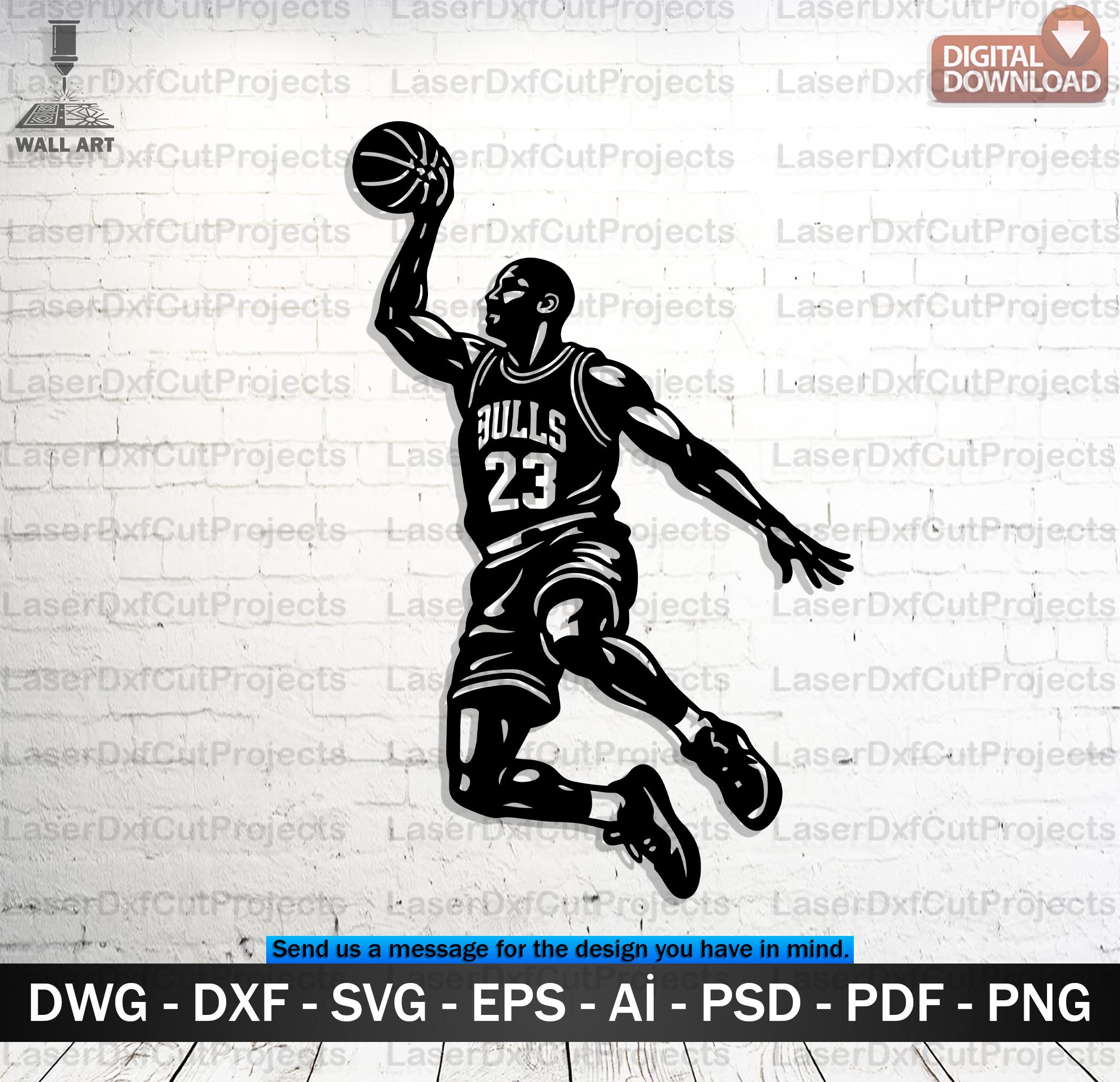 マイケルジョーダン 絵皿SLAM DUNK CHAMPIONサイン印刷入り Michael Jordan Slam Dunk SVG DXF - Laser Cut Wall Art (digital