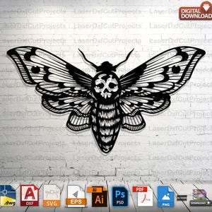 Skull Butterfly Laser Cut File: Gothic Vector Art (Digital Download)