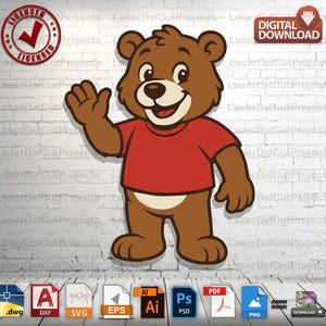 Football Fan Bear Mascot SVG, DXF, Eps – Cool Cartoon Vector for T-Shirts, Stickers & Cricut – German Style Supporter Gift