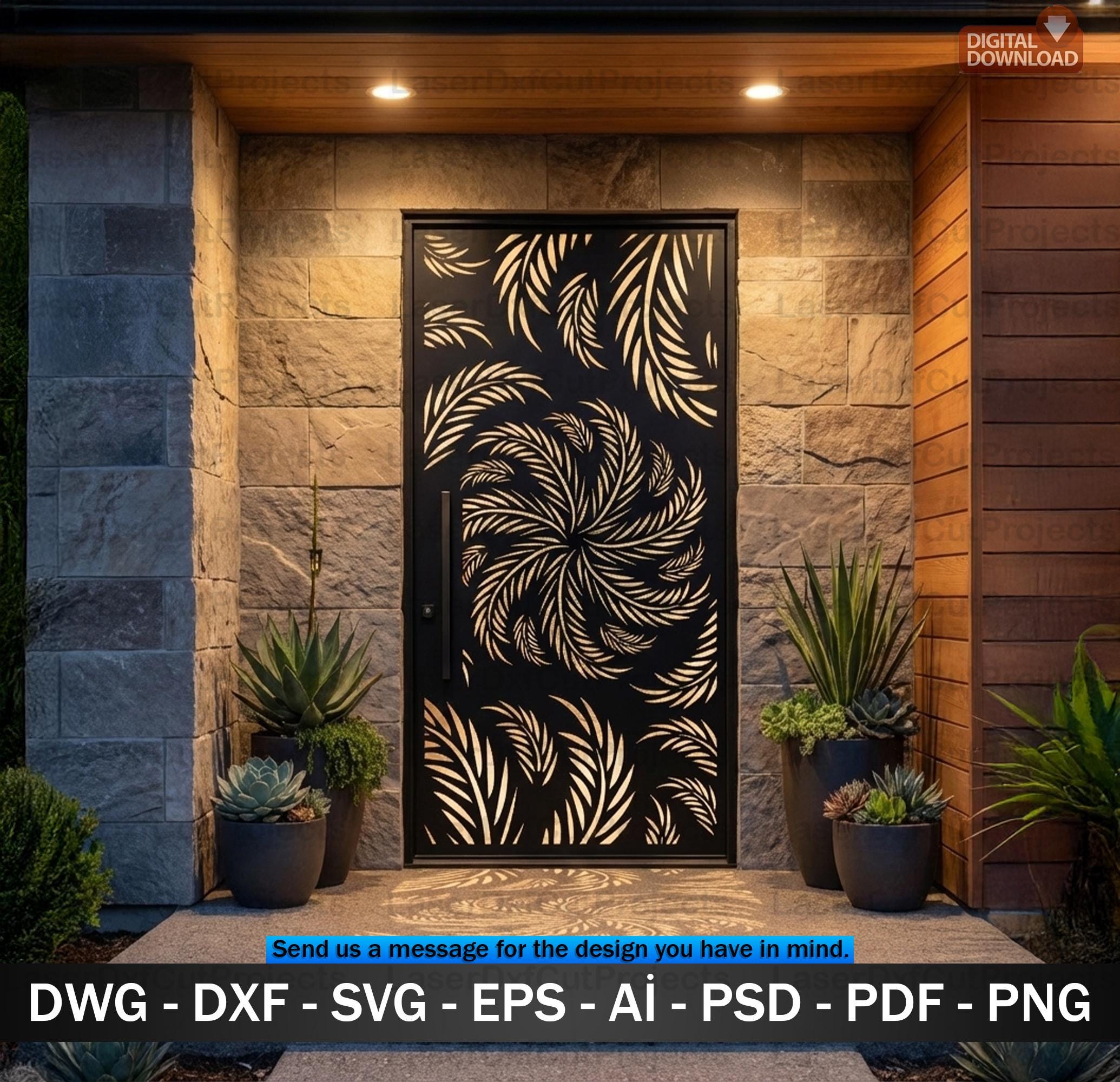 Gate Grill Vector Modern Gate Grill Panel SVG DXF – CNC Laser Cut Decorative Metal Panel ...