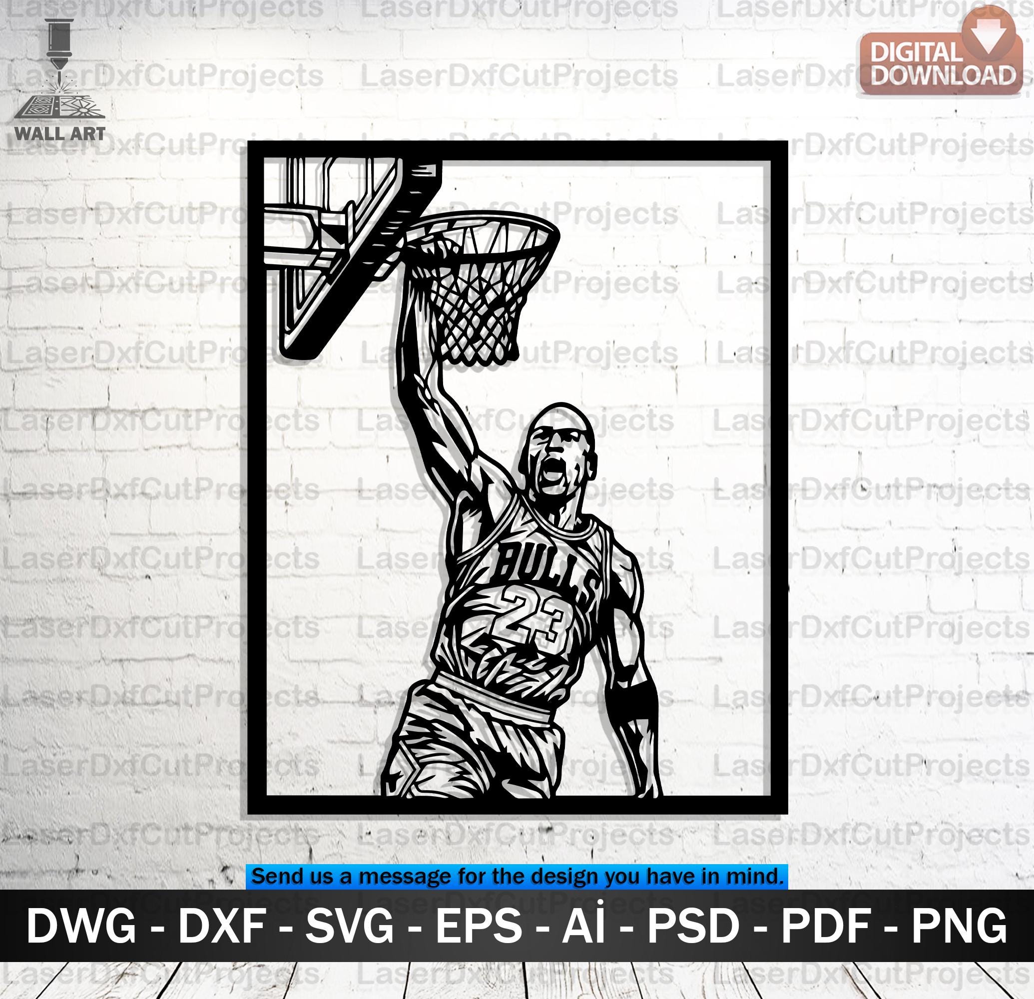 Michael Jordan SVG DXF – Laser Cut Metal Wall Art Digital File for