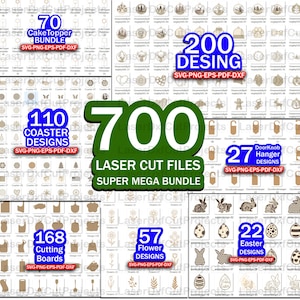 Laser Cut Mega Bundle SVG – Christmas Ornaments, Kitchen Cutting Board, Cake Topper, CNC Files – Laser Cutting Templates for DIY Crafts