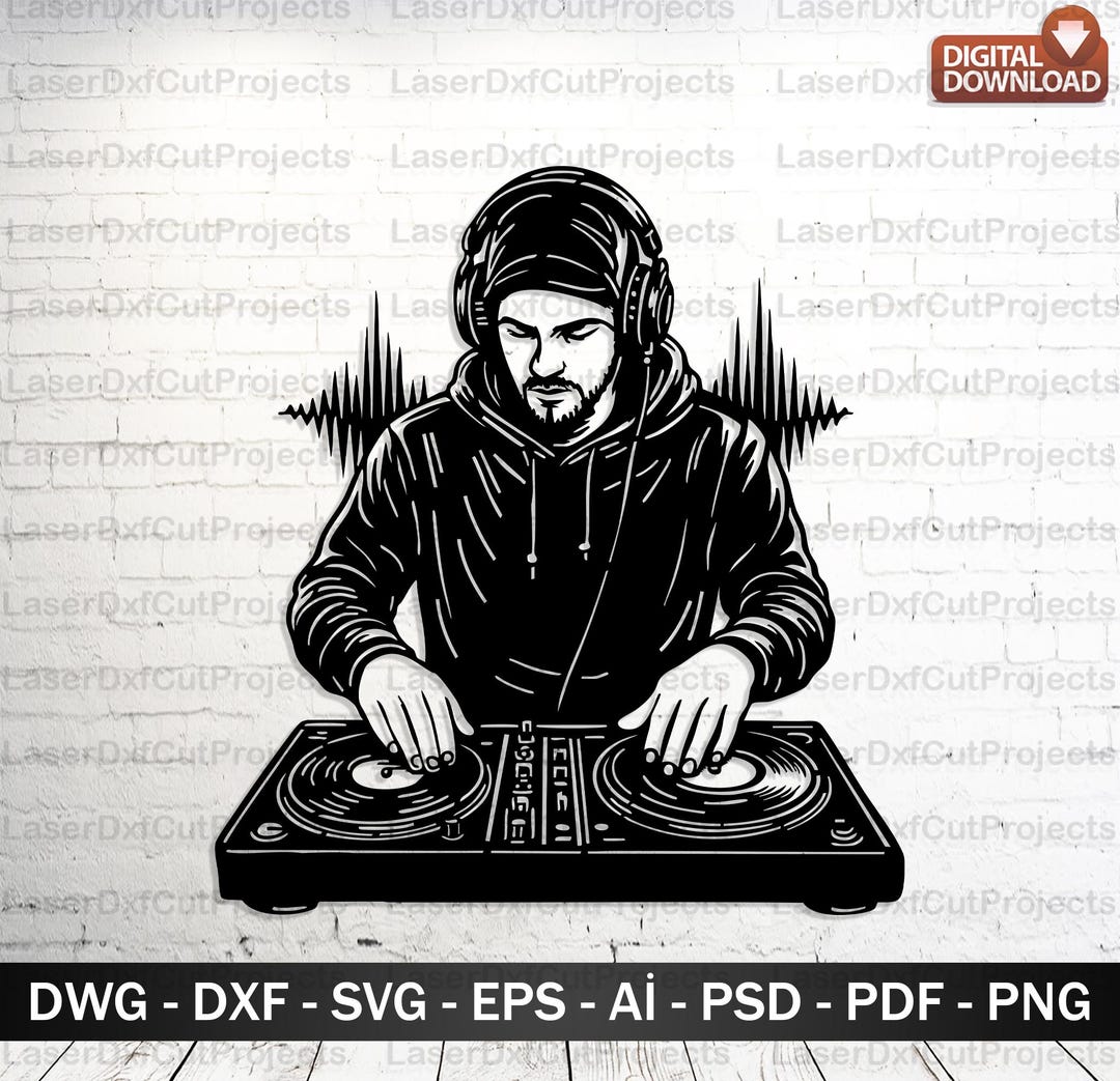 DJ Turntable Wall Art: Laser Cut Files for CNC, Cricut (digital