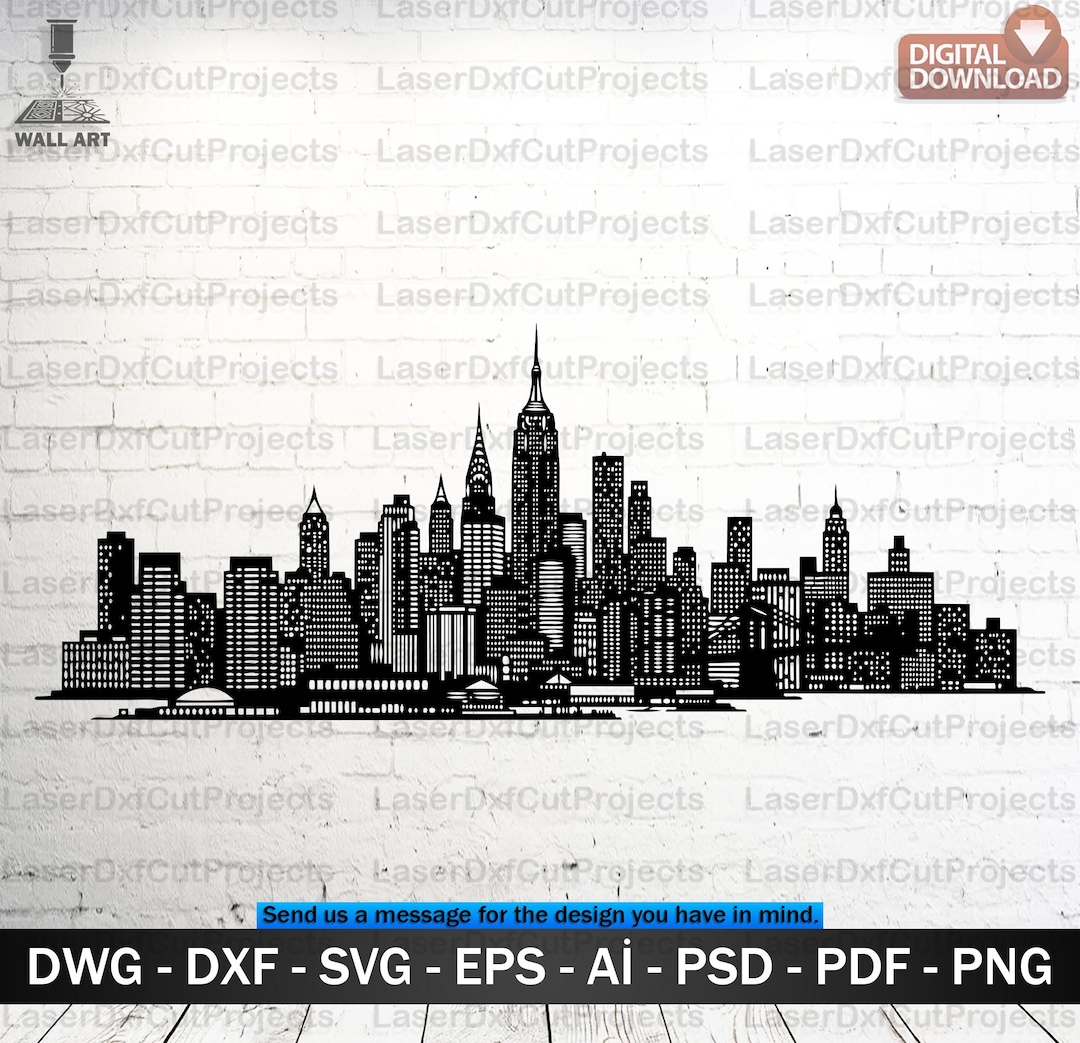 New York City Skyline SVG DXF – Laser Cut CNC Wall Art Digital File - Etsy