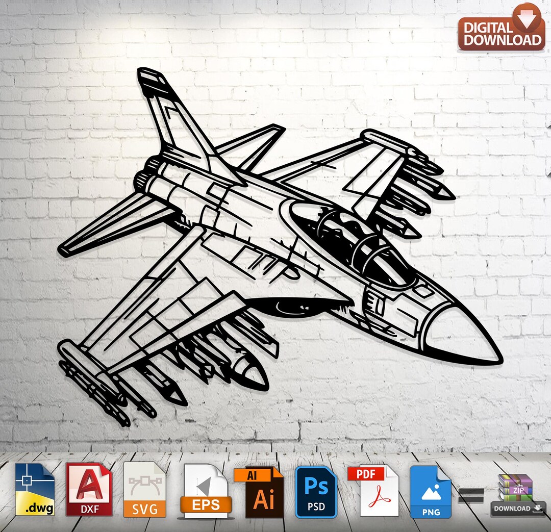 Jet Fighter DXF SVG Laser Cut & CNC Vector Files for Metal, Wood ...