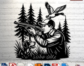 Duck Hunting Scene: Laser Cut Cabin Decor SVG DXF (Digital Download