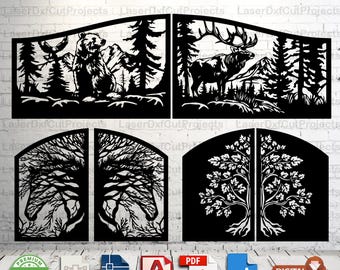 Farm and Home Gate Designs DXF Files – Tree, Bear, Deer, Horse Metal Cutting Design – CNC Plasma and Laser Cutting Panels