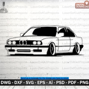 Archivo de corte láser para coche clásico alemán retro: Decoración de pared vectorial CNC (Descarga digital)