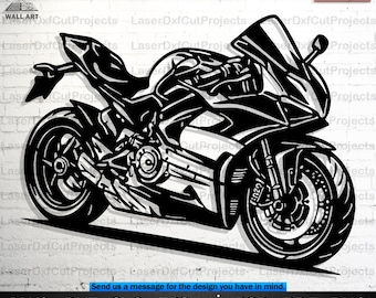 Sport Bike Wall Art Design Laser Cut File for CNC, Plasma, Cricut (Digital Download)